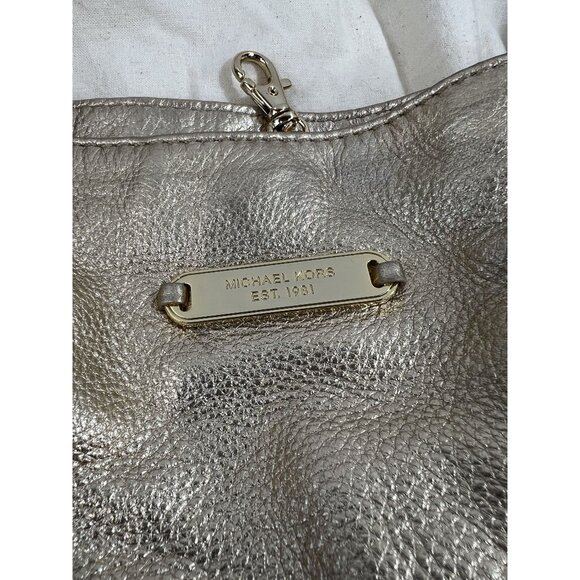 Michael Kors Gold Leather Shoulder Bag w/ Chain Accent & Canvas Storage Bag MK - Picture 3 of 13